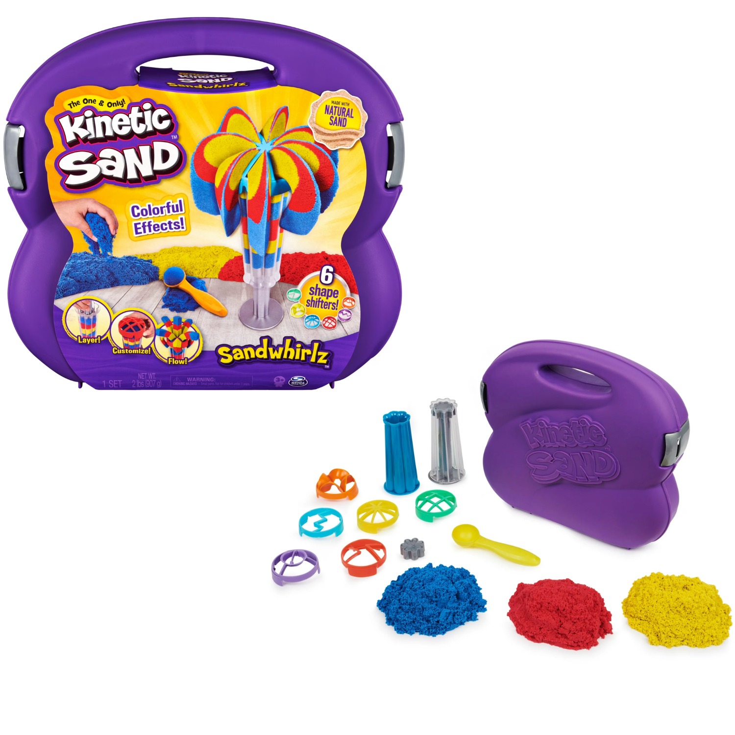Kinetic Sand Sandwhirlz Playset 3 Colors Sand with Tools Creative Kids Toy Ages