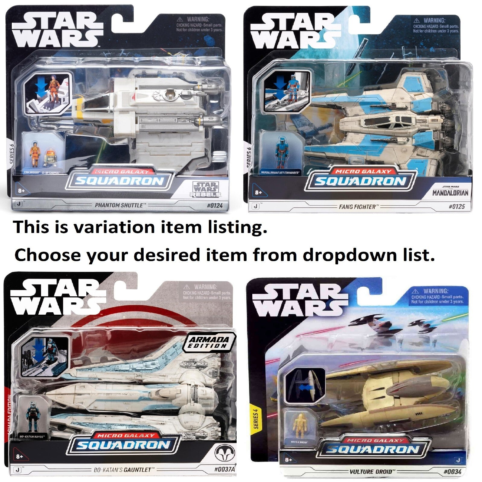 Star Wars Micro Galaxy Squadron Vehicles 3-5 Inches Space Ship Phantom Shuttle