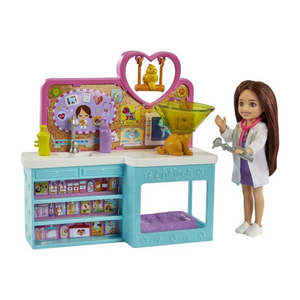 Barbie Chelsea Doll and Accessories Pet Vet Playset Doll 4 Animals 18 Pieces Fun