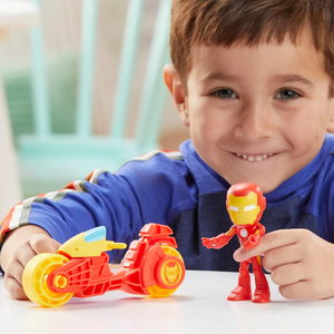 Spidey and Friends Iron Man Figure with Motorbike Toy 4" Preschool Set