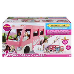 Barbie Dream Camper Playset with Slide, 60 Accessories & 7 Play Areas Ages 3–7