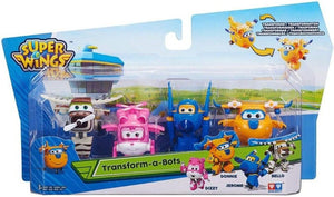Super Wings Transform-a-Bots 4 Pack 2 Inch Figures Donnie Dizzy Plane Robot