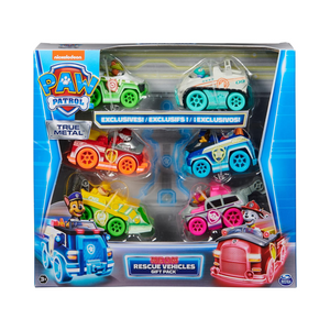 PAW Patrol True Metal Neon Rescue Vehicle 6 Pack Die Cast Toy Cars 1.55 Scale 3+