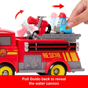 Pixar Cars Firetruck Red & Guido Playset with Flame Targets Water Projectiles 3+