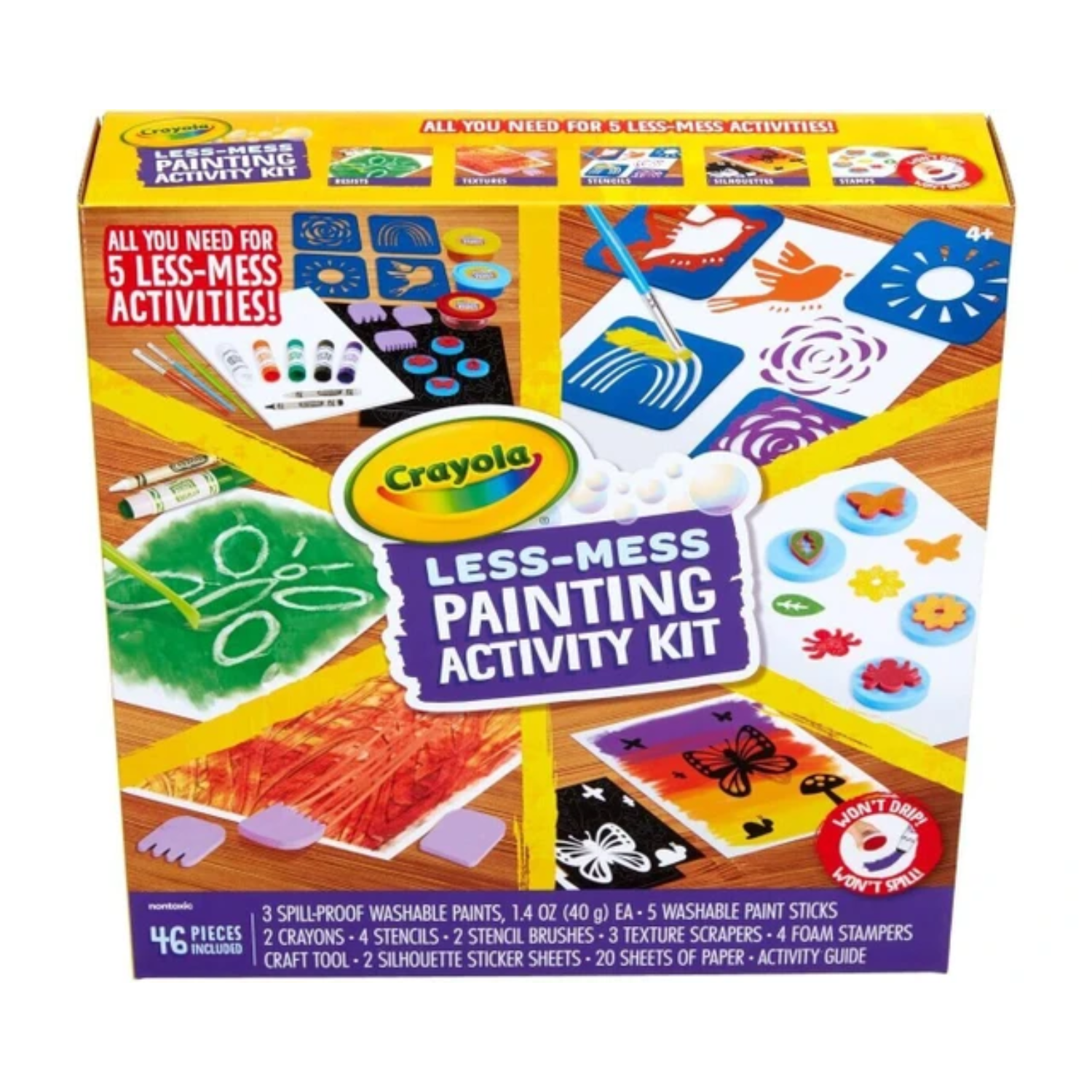 Crayola Less Mess Painting Activity Kit 5 Activities Washable Spill Proof Make