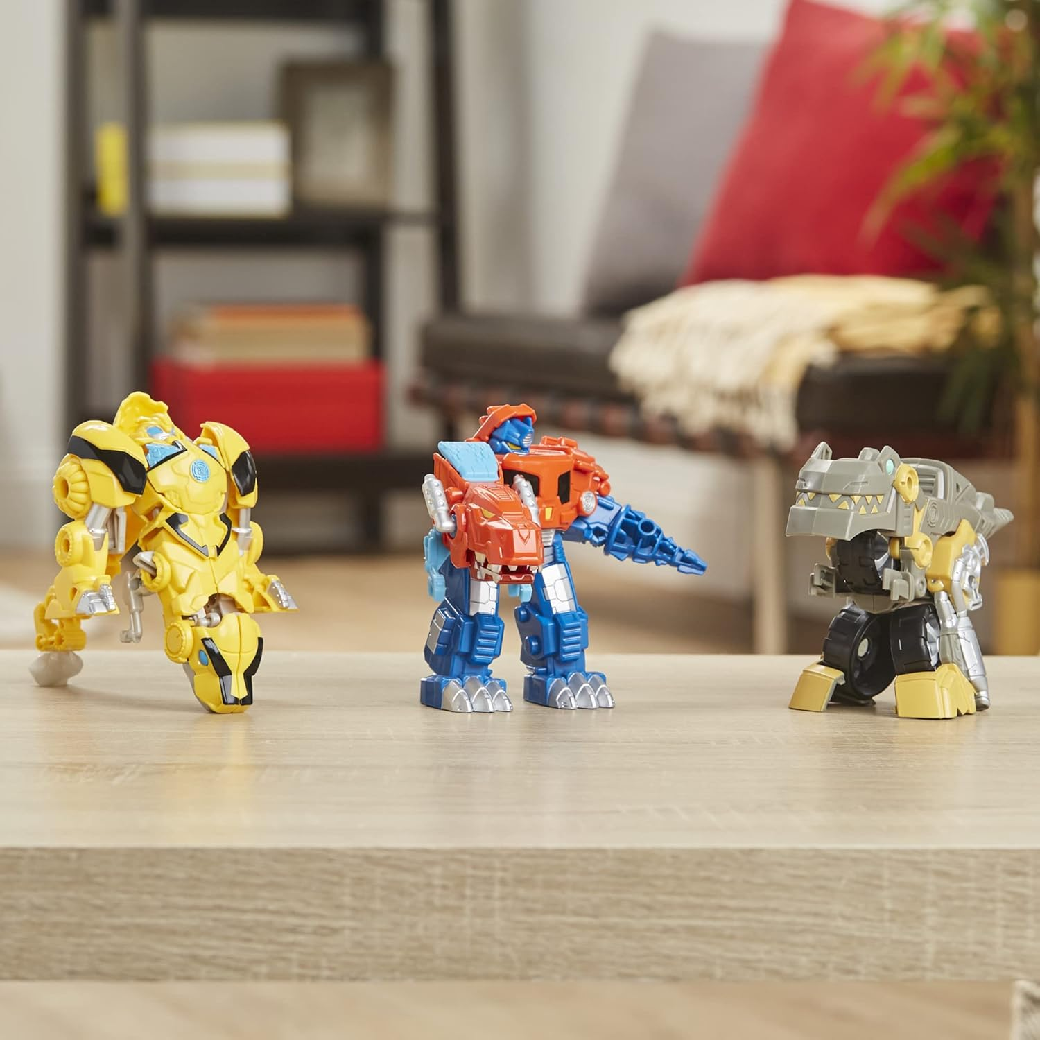 Transformers 3-Pack Optimus Prime Bumblebee Grimlock Robot Dinosaur New Toy