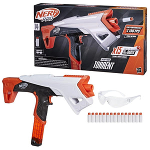 Nerf Pro Torrent Half-Length Blaster 15 Nerf Pro Half-Length Darts 150 FPS Pump