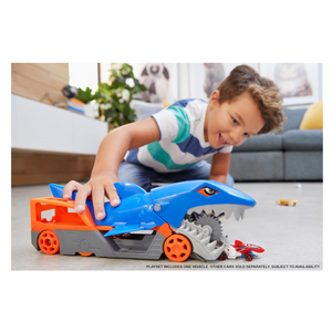 Hot Wheels Shark Chomp Transporter Car Storage Hauler with 1 Vehicle 4+