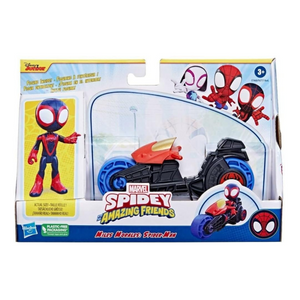 Spidey Miles Morales Figure with Motorbike Toy 4 Inch Preschool Action Set