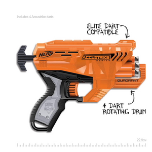 Nerf Elite Accustrike Quadrant Blaster 4 Dart Drum Compact Shot Ages 8 Plus Play