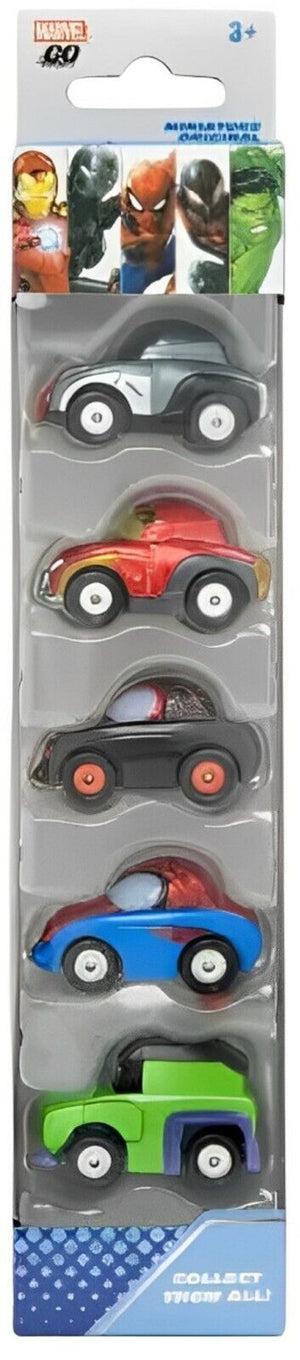 Marvel Go Miniature Mini Cars 5-Pack Ironman Spiderman Hulk Super Hero Race