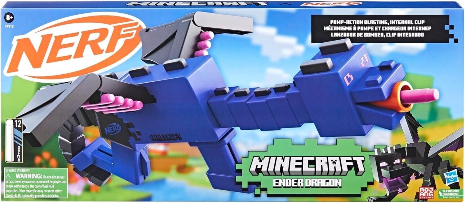 Nerf Minecraft Ender Dragon Blaster 4-Dart Internal Clip 12 Nerf Elite Foam Dart