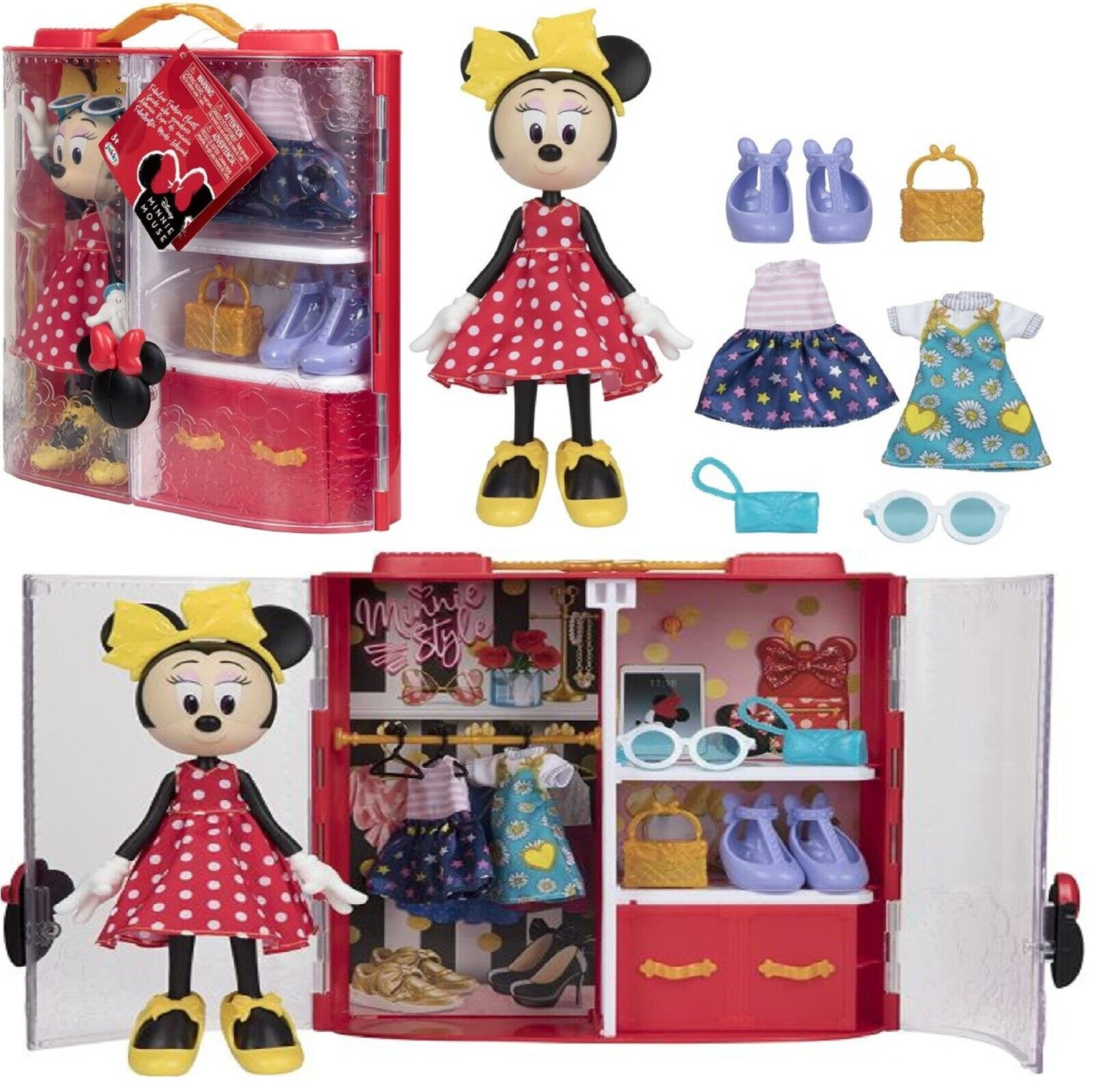 Minnie Mouse Fabulous Fashion Closet Ages 3+ New Toy Doll Dress Shoes Play Gift