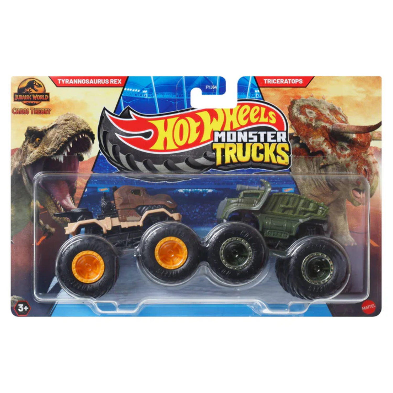 Hot Wheels Monster Trucks Tyrannosaurus Rex Vs Triceratops Diecast 2 Pack Ages 5