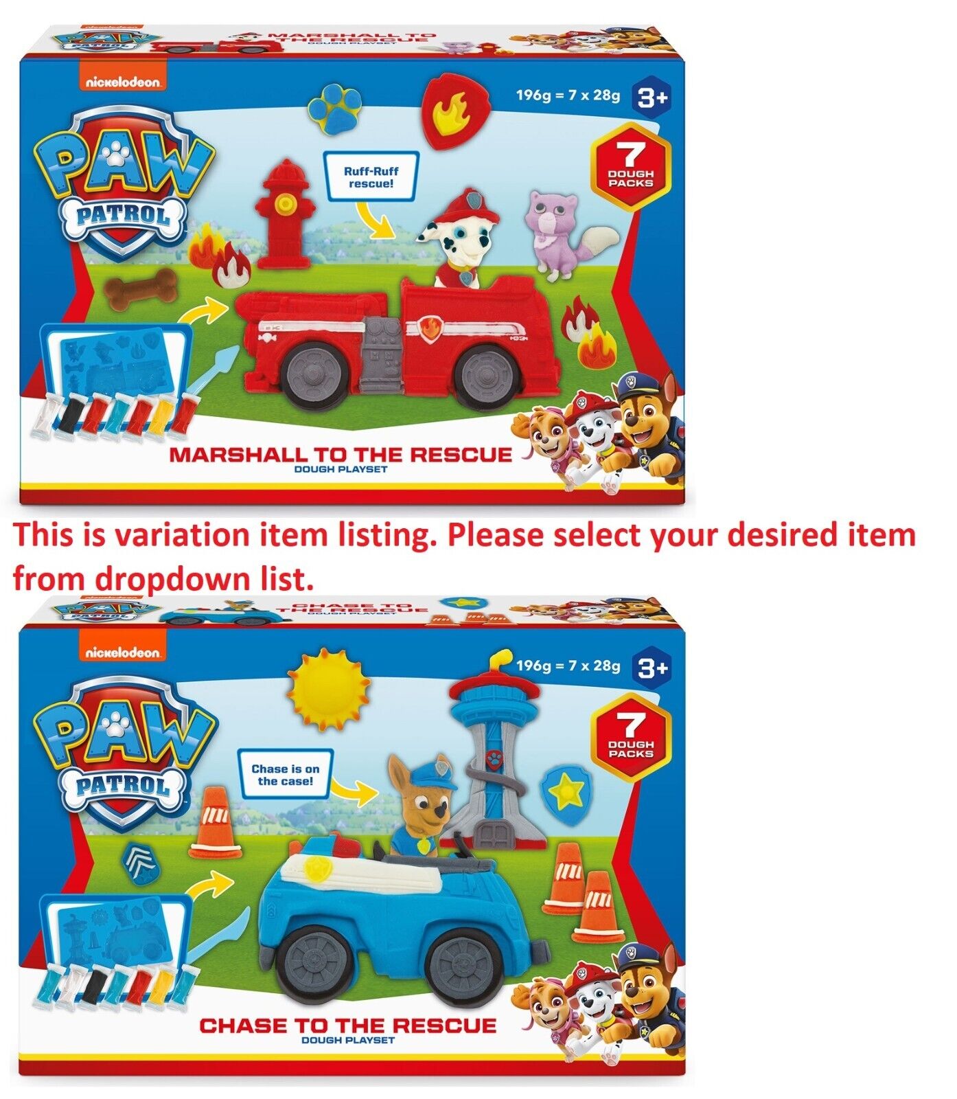 Paw Patrol Rescue Dough Playset Marshall Chase Ages 3+ New Toy Play