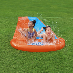 H2OGO Double Lane Inflatable Water Slide Splash Pool Sprinklers Backyard Fun 3+