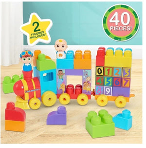 CoComelon Stacking Train 40 Piece Large Building Block Set Includes JJ TomTom