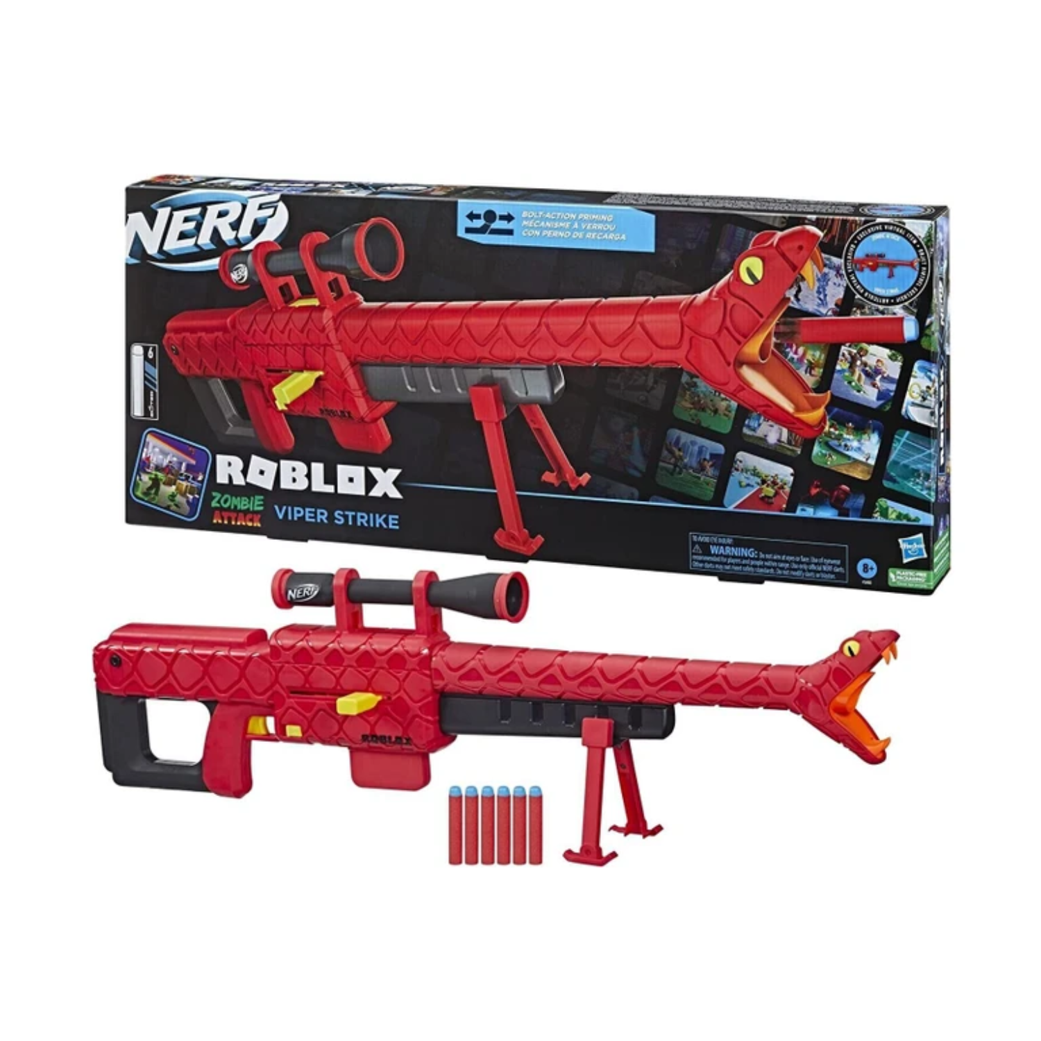 Nerf Roblox Zombie Attack Viper Strike Dart Blaster Ages 8+ New Toy Gun Fire Fun