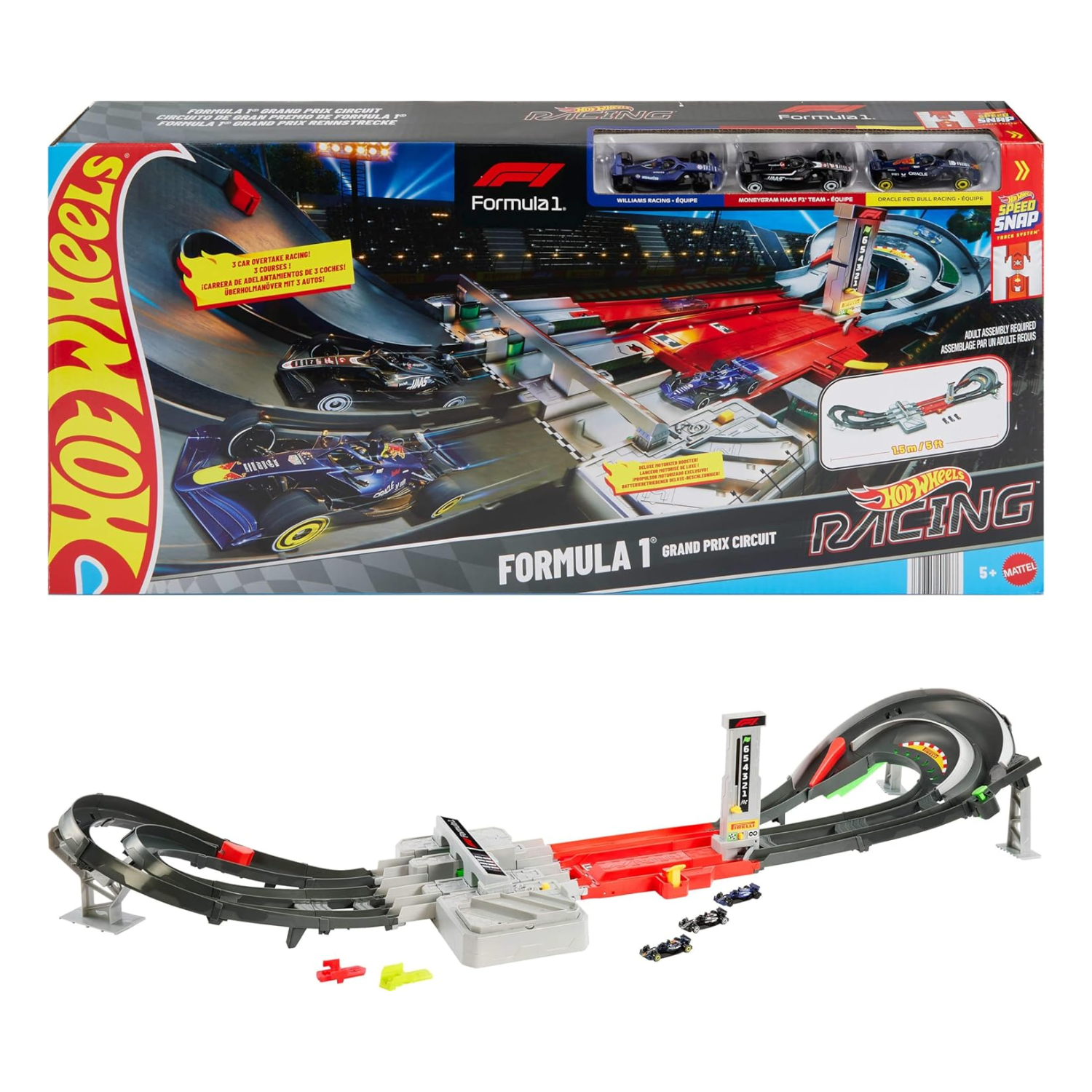 Hot Wheels Formula 1 Grand Prix Circuit Track Set with Three 1:64 Cars