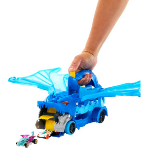 Hot Wheels City Toy Car Track Set, Ultimate Dual Dragon Transporter & 2 Die-Cast