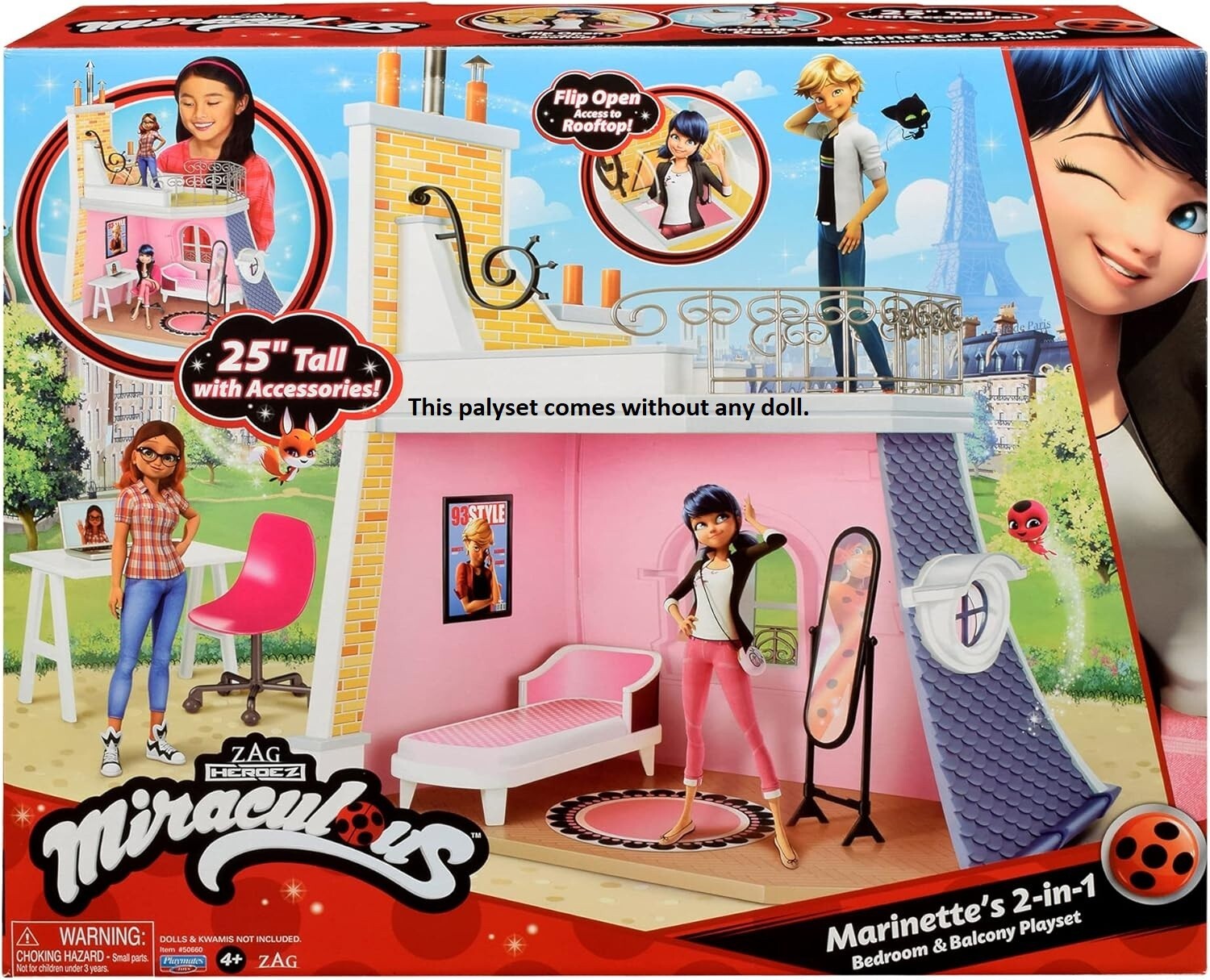 Miraculous Ladybug Marinette Bedroom Playset Ages 3+ New Dollhouse Doll House