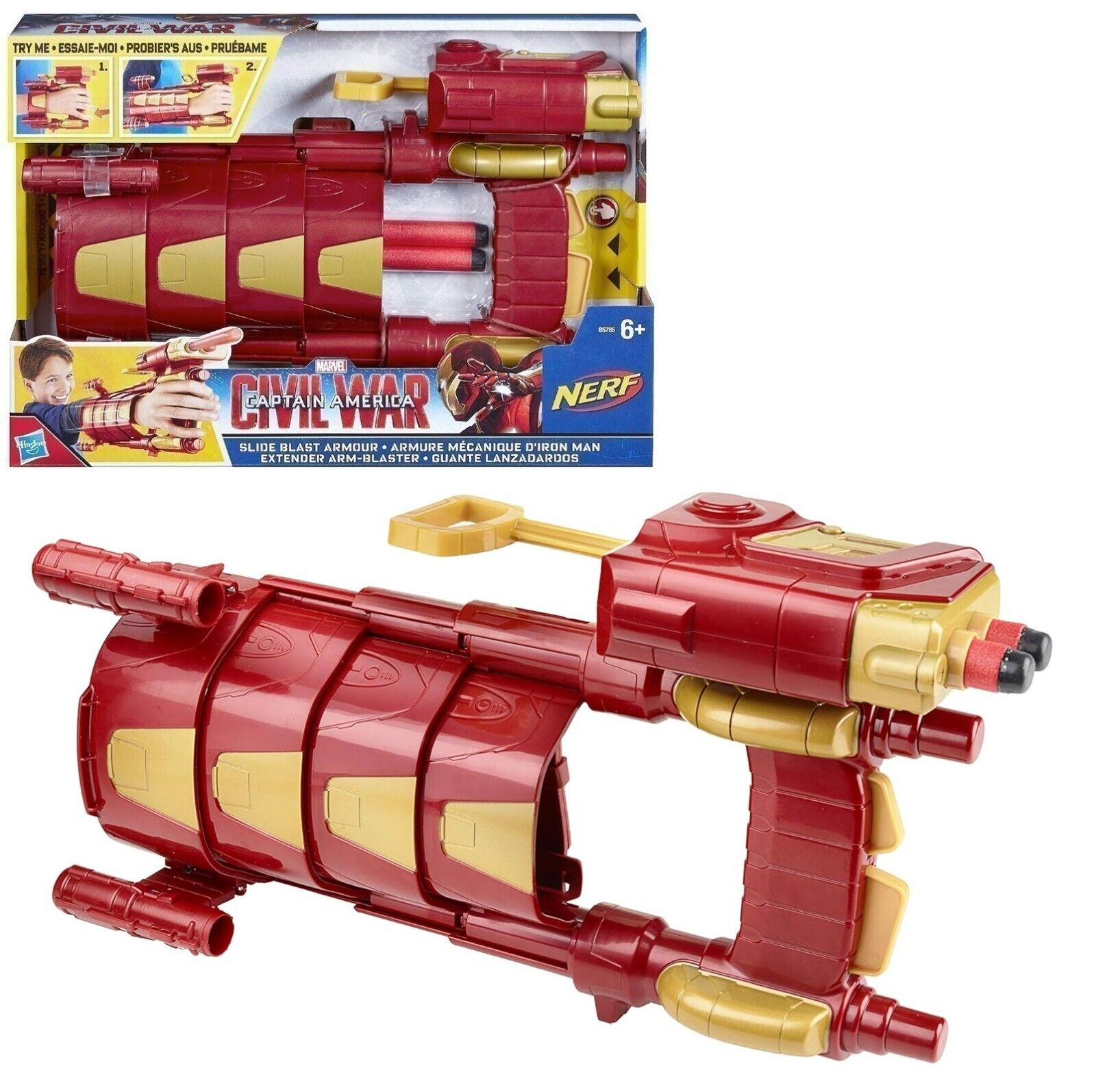 Marvel Captain America Civil War Slide Blast Armor Gauntlet with 2 Darts Blaster