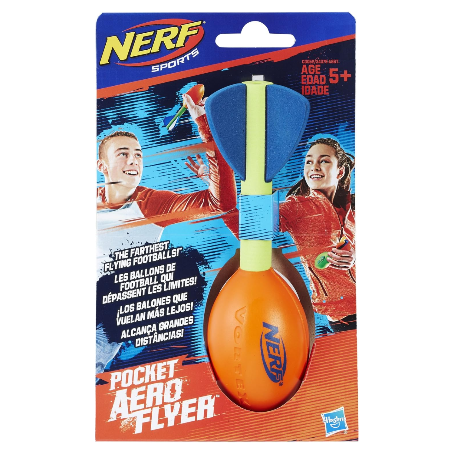 Nerf Sports Pocket Aero Flyer Foam Football Orange Pocket Size Toy Ball Ages 5+
