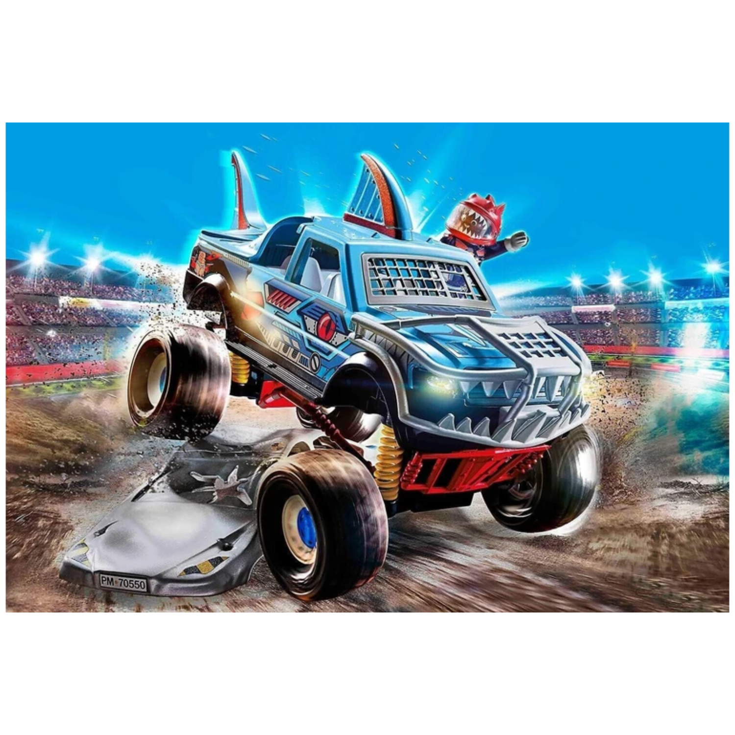 Playmobil 70550 Stuntshow Monster Truck Shark Ages 4+ New Toy Junk Car Megaphone