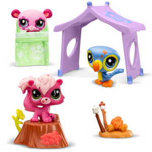 Littlest Pet Shop Camping Play Pack 3 Pets with Accessories Collector Card 4+