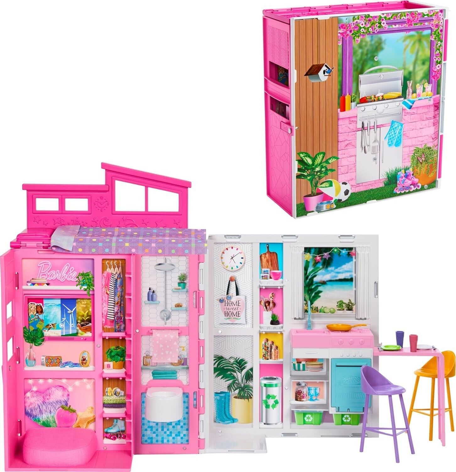 Barbie Doll House Playset, Getaway House with 11 Accessories Including 2 Chairs