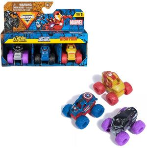 Monster Jam 1:87 Mini 3 Pack Marvel Black Panther Captain America & Iron Man