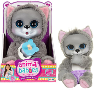 Animal Babies Baby Plush Wolf Yours to Name Removable Diaper & Pacifier Doll