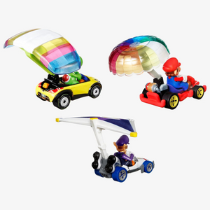 Hot Wheels Mario Kart 3-Pack Diecast Cars Mario Yoshi Waluigi Gliders