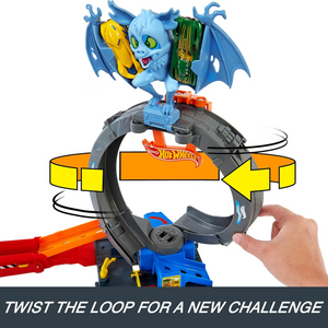 Hot Wheels City Toy Car Track Set Bat Loop Attack New Toy