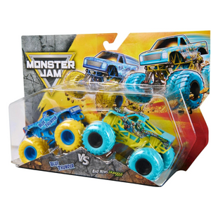 Monster Jam 2-Pack Truck Blue Thunder vs Bad News Travels Fast New Toy Race