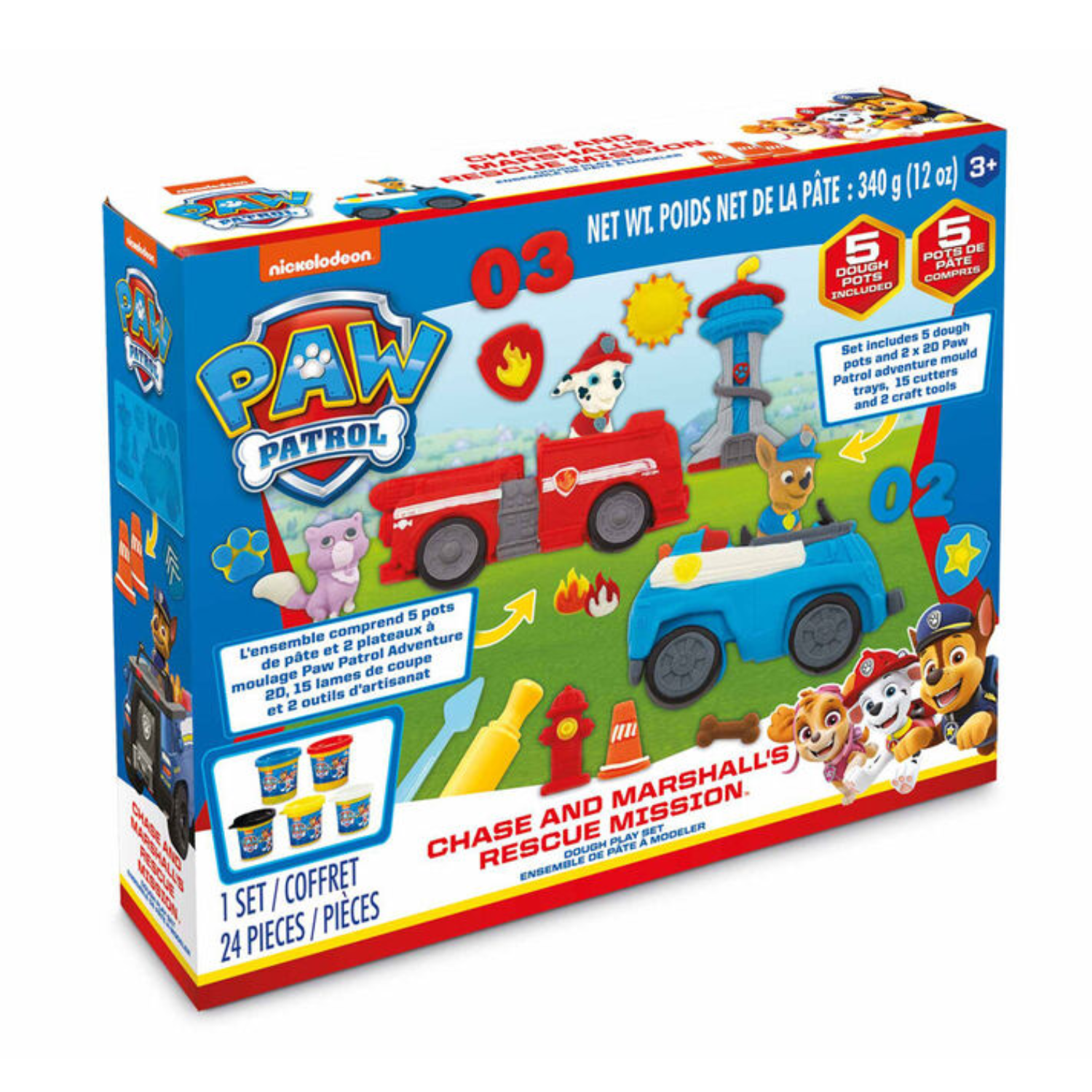 Paw Patrol Chase and Marshall Rescue Mission Dough Kit Alphabet Cutters Ages 3 +