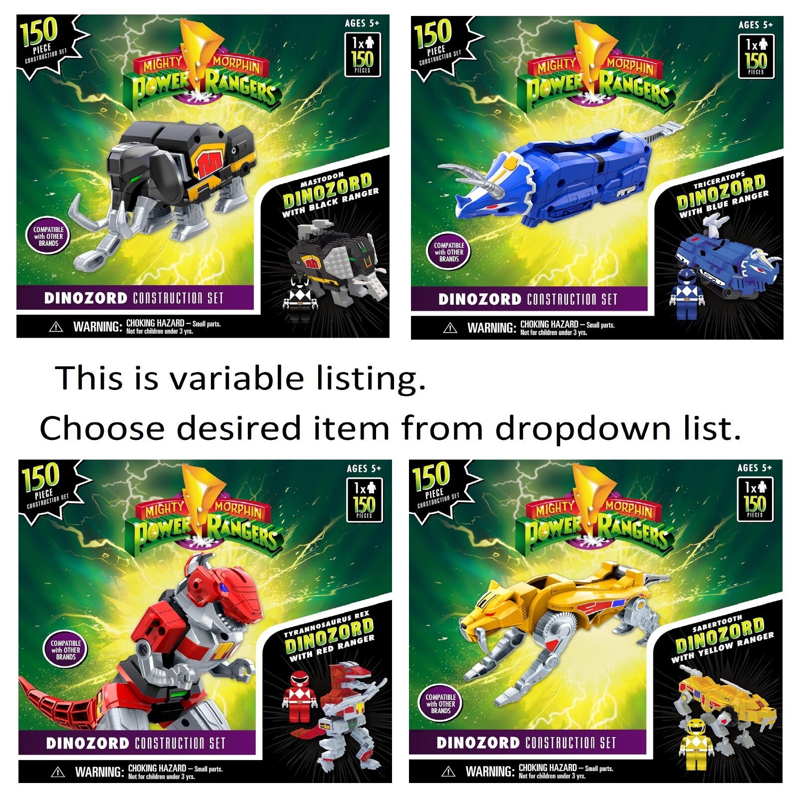 Mighty Morphin Power Ranger Toy 150 Pcs Action Figure Construction Set New Toy