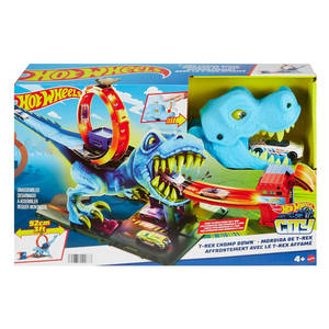 Hot Wheels City T-Rex Chomp Down Track Set Race Loop Stunt Car Action 4+
