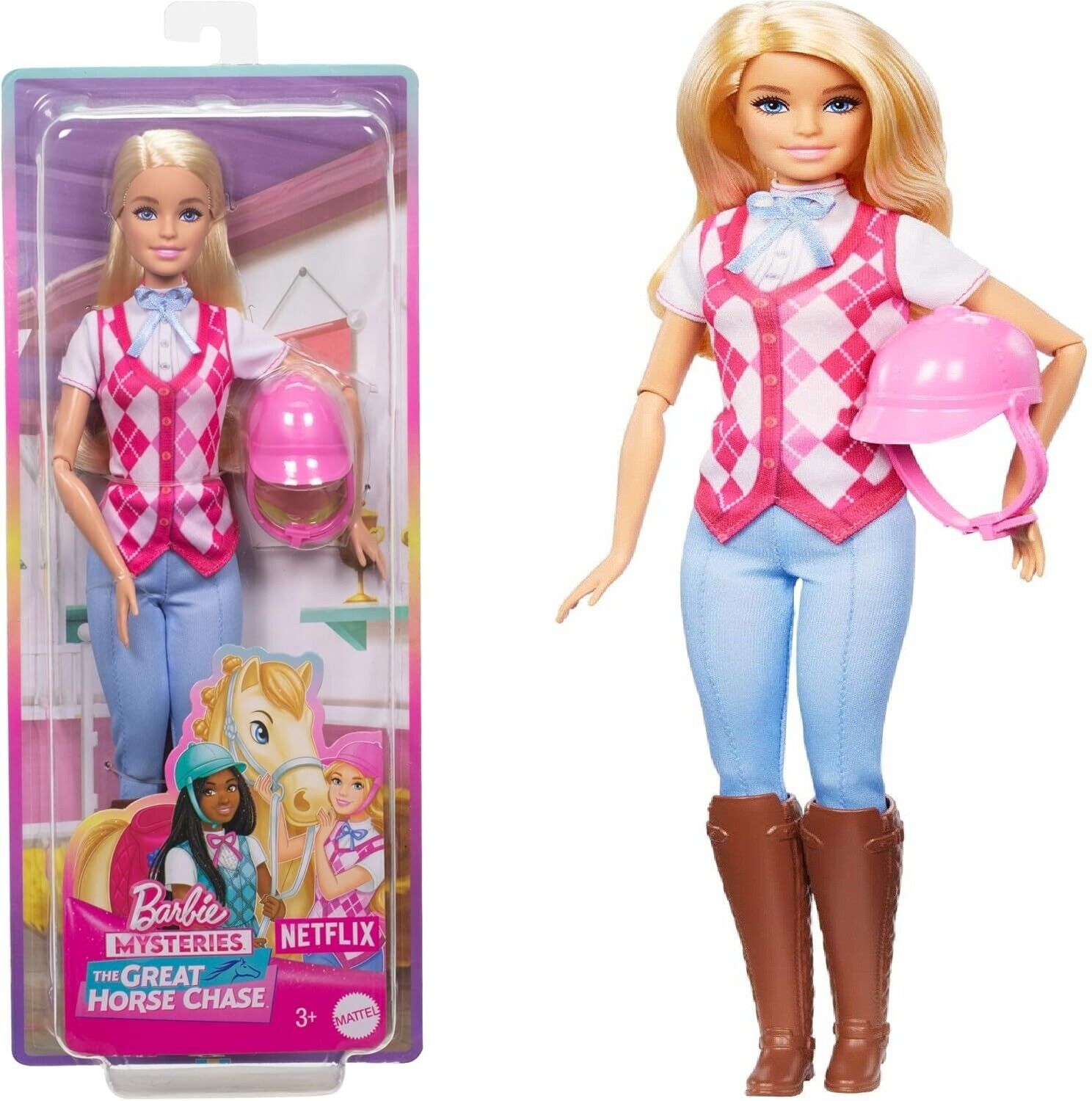 Barbie Malibu Doll & Accessories from Barbie Mysteries Great Horse Chase Helmet