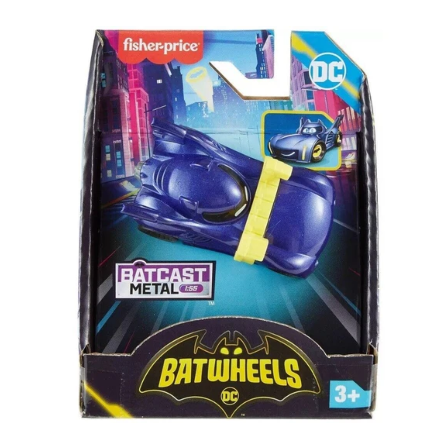 Fisher-Price DC Batwheels Metal Diecast 1:55 Bam Batmobile With Utility Cars Bat
