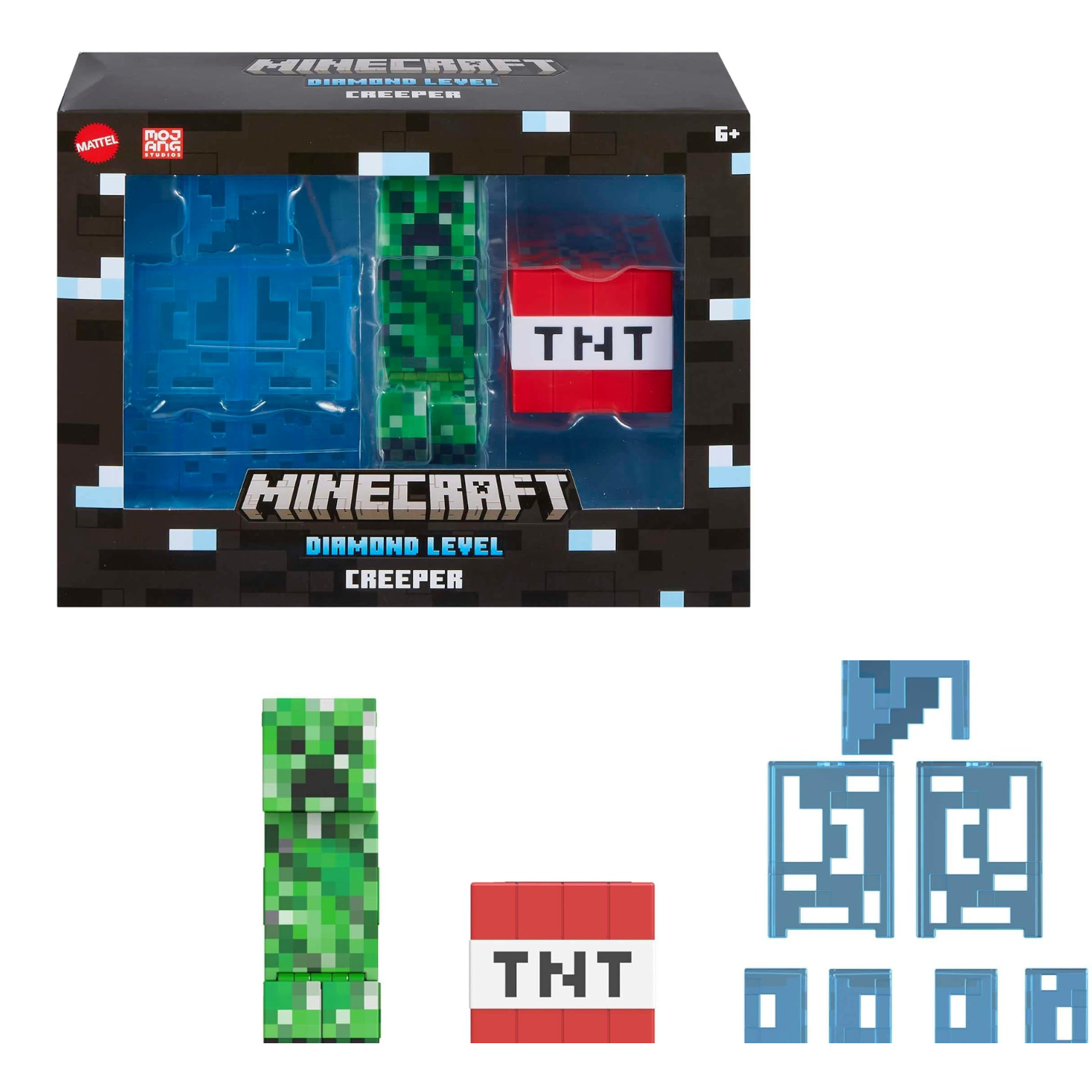 Minecraft Diamond Level Creeper Action Figure with Armor & TNT Block 5.5 Inch
