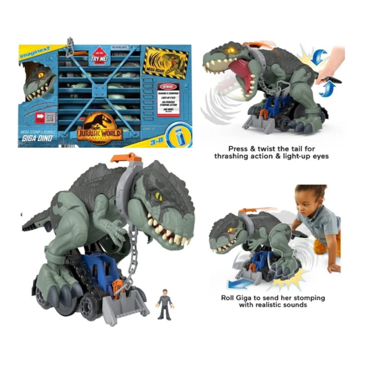 Fisher Price Imaginext Jurassic World Dominion Giga Dinosaur Ages 3+ Toy Dino