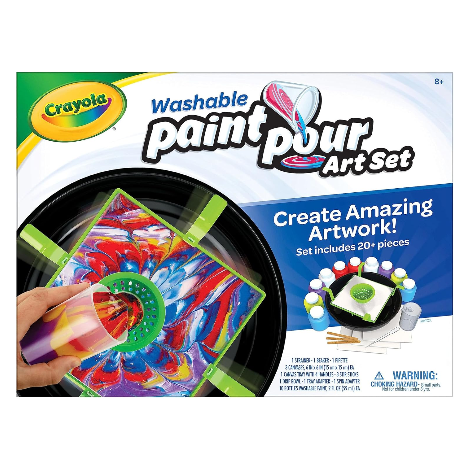 Crayola Washable Paint and Pour Art Set Tie Dye Marble Painting Kit for Kids 6+