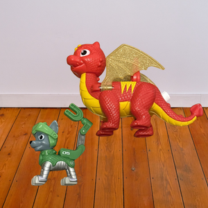 PAW Patrol Rescue Knights Rocky & Flame Dragon Action Figure Playset for Kids 3+