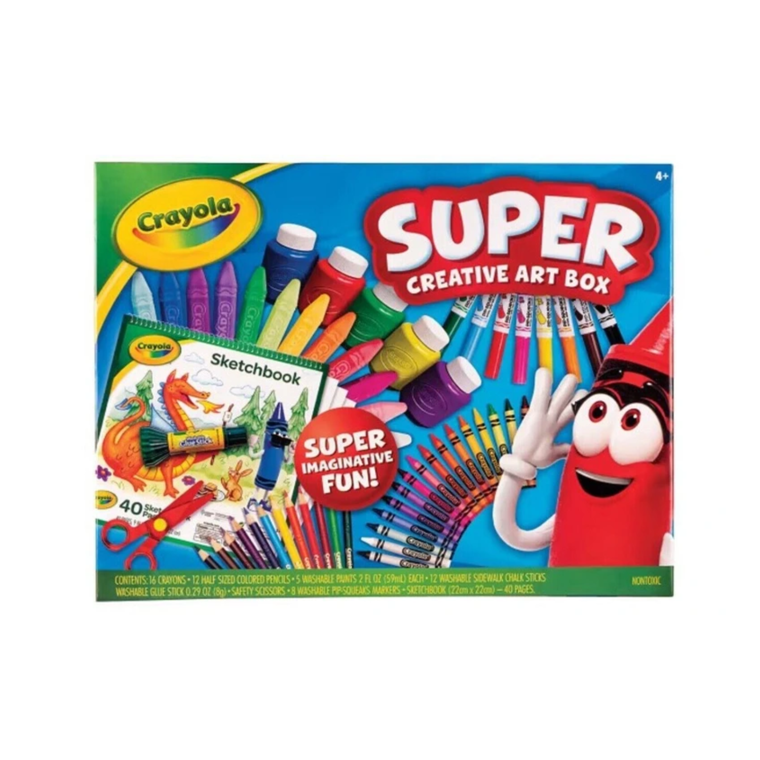 Crayola Super Creative Art Box Washable Markers Crayons Pencils Chalk Glue Paint