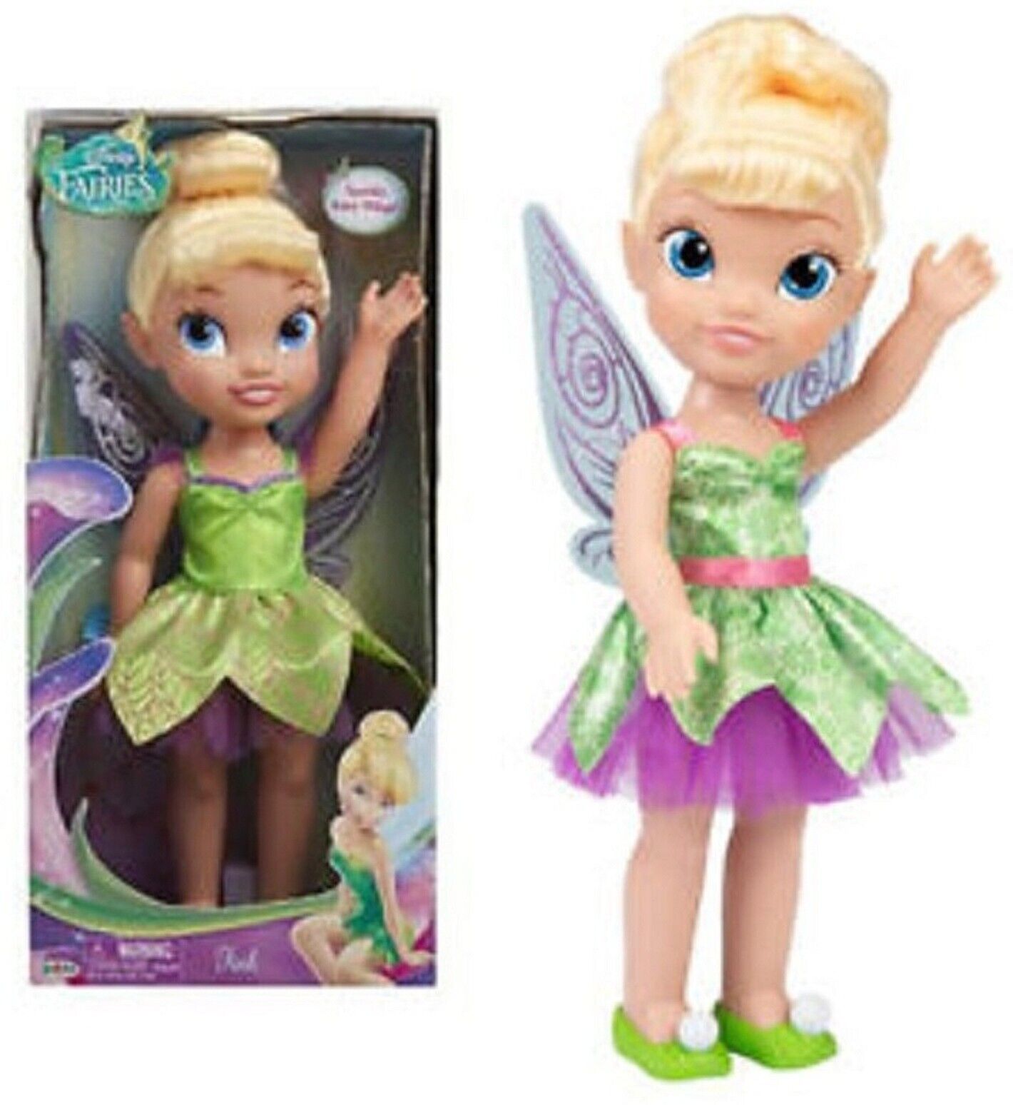 Disney Fairies Tinker Bell Large Doll 14" Green Dress Pretend Play Gift Fairy