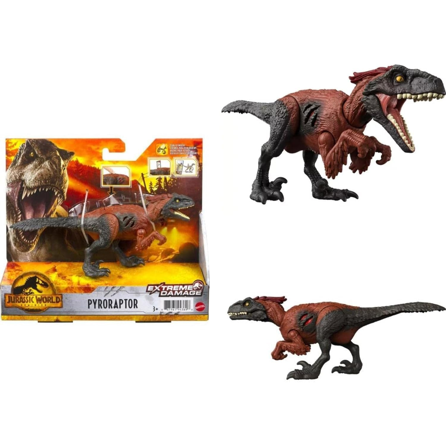 Jurassic World Pyroraptor Extreme Damage Dinosaur Toy Figure Collectible 3+