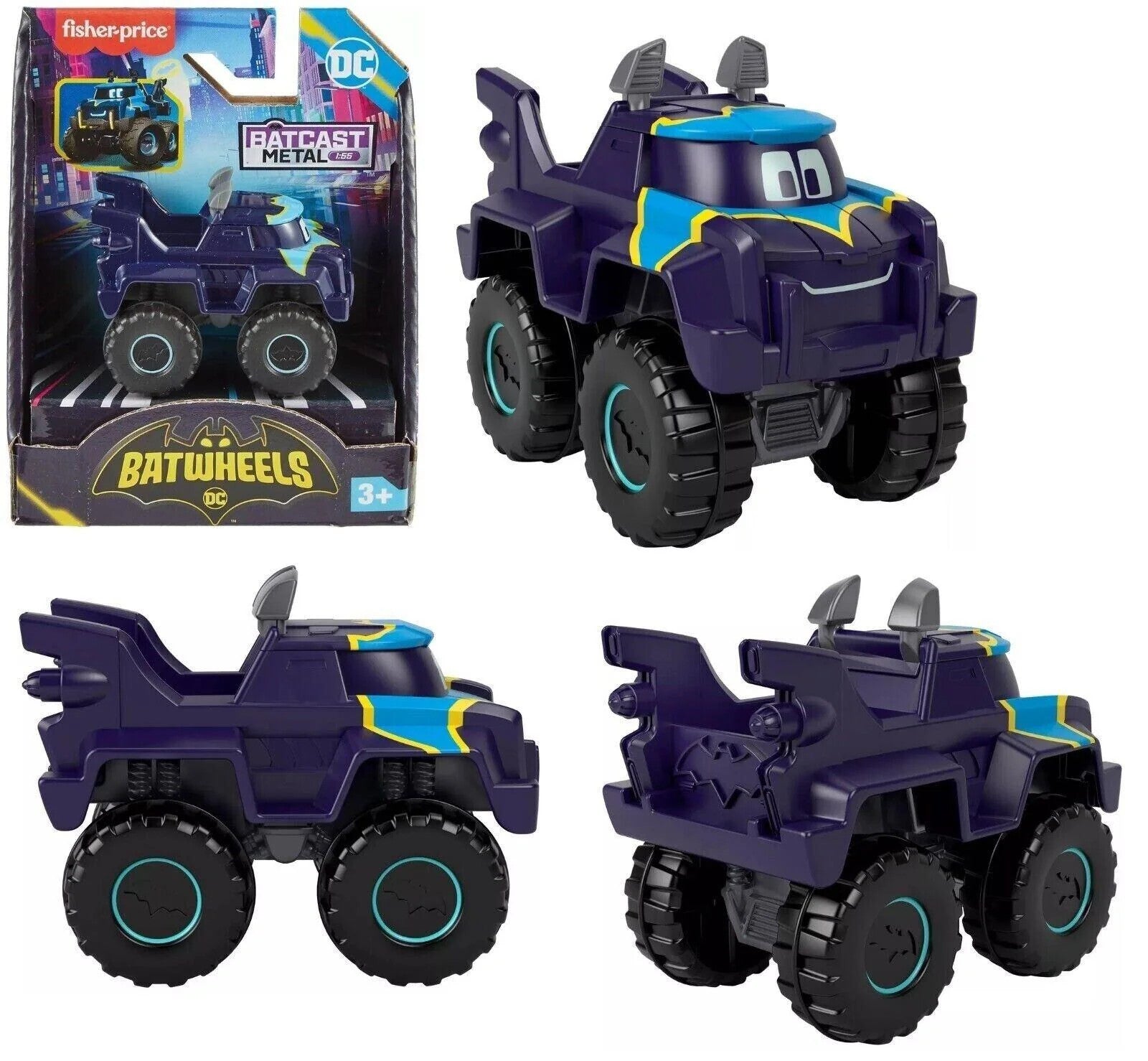 Fisher-Price DC Batwheels Metal Diecast 1:55 Buff Bat-Truck Cars Batcave Batman