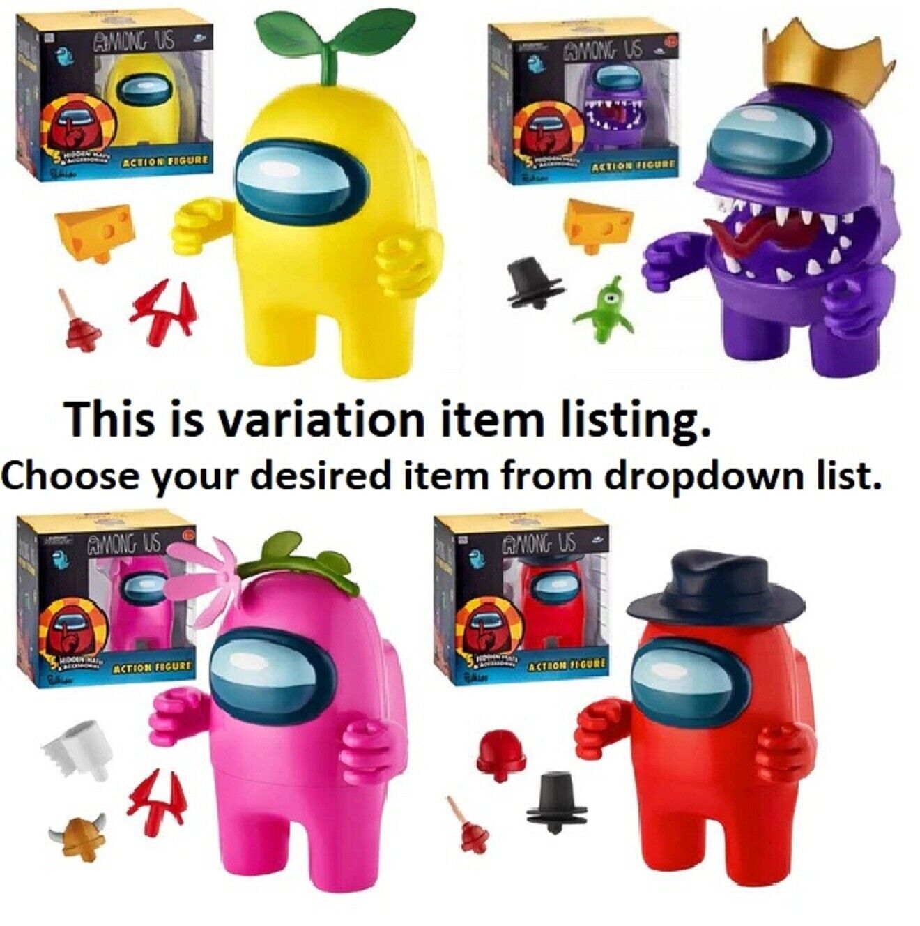 Among Us Crew Action Figure 17CM with 5 Hidden Hats And Accessories Video Game