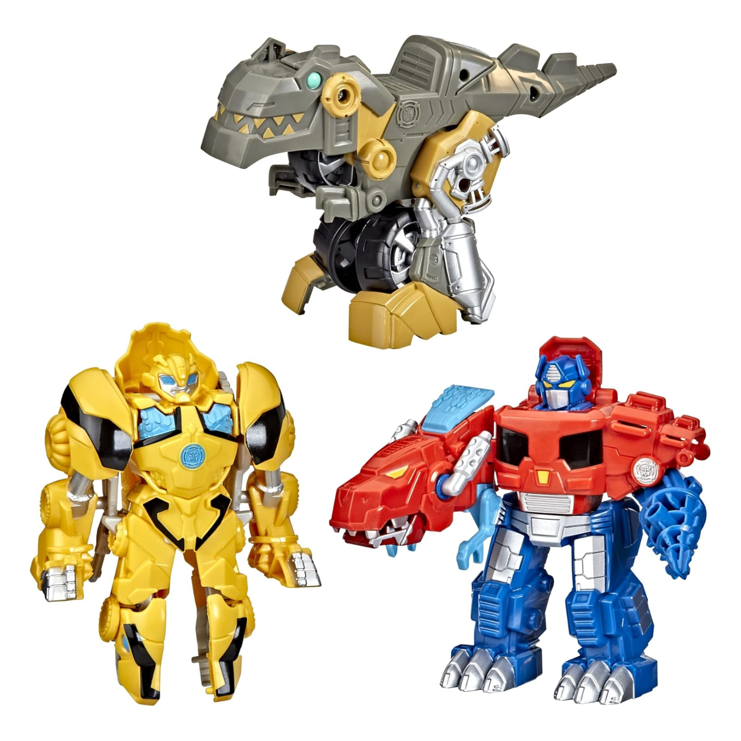 Transformers 3-Pack Optimus Prime Bumblebee Grimlock Robot Dinosaur New Toy